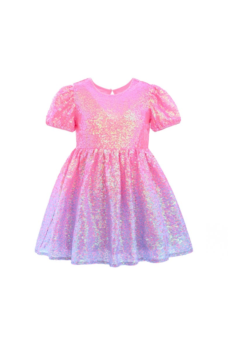 Sorella Sequin Flared Dress, Main, color, Pink