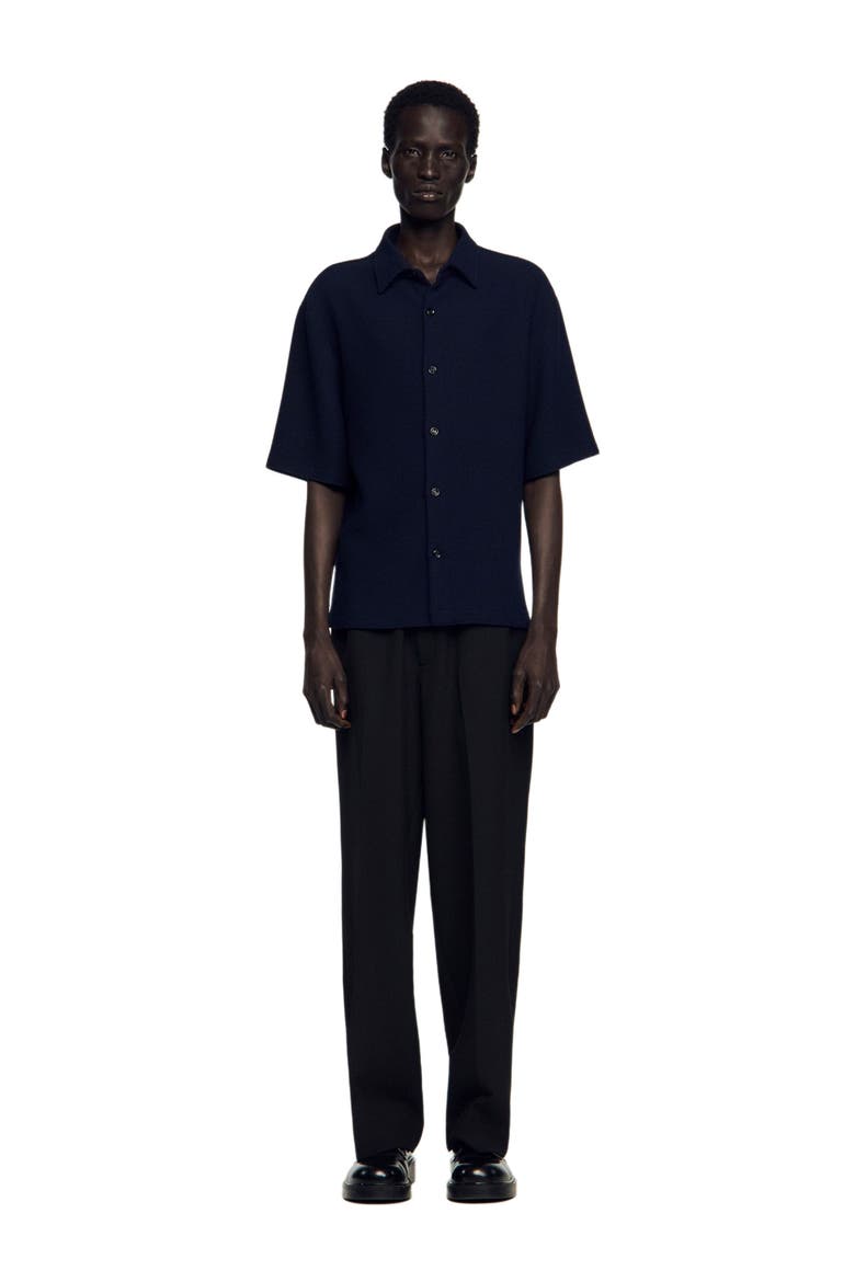 Textured shark collar shirt, Alternate, color, Navy blue
