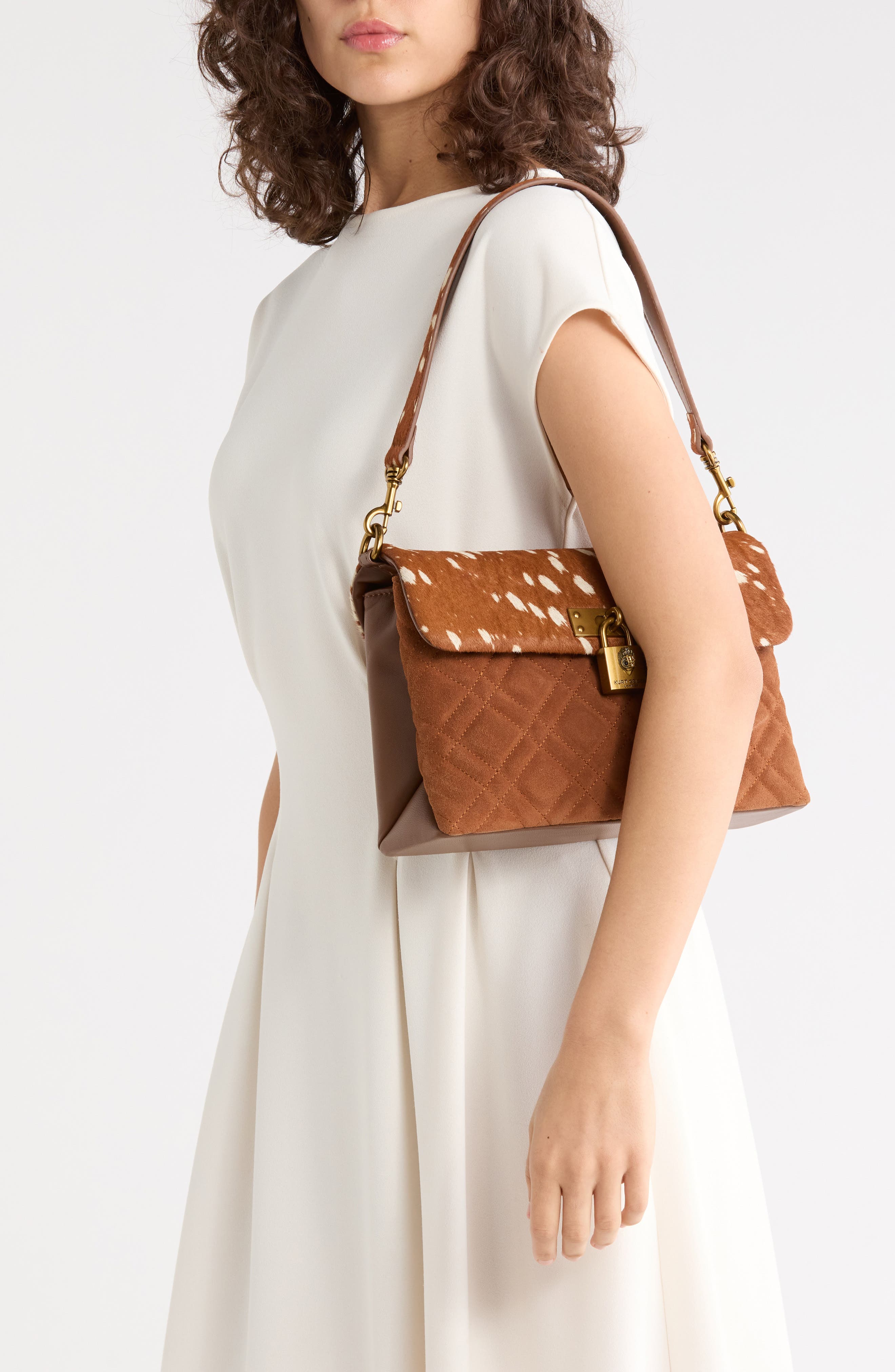 Kurt Geiger London Fulham Leather & Genuine Calf Hair Shoulder Bag ...