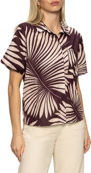 Sanctuary Sanc Souvenir Fron Print Cotton Camp Shirt
