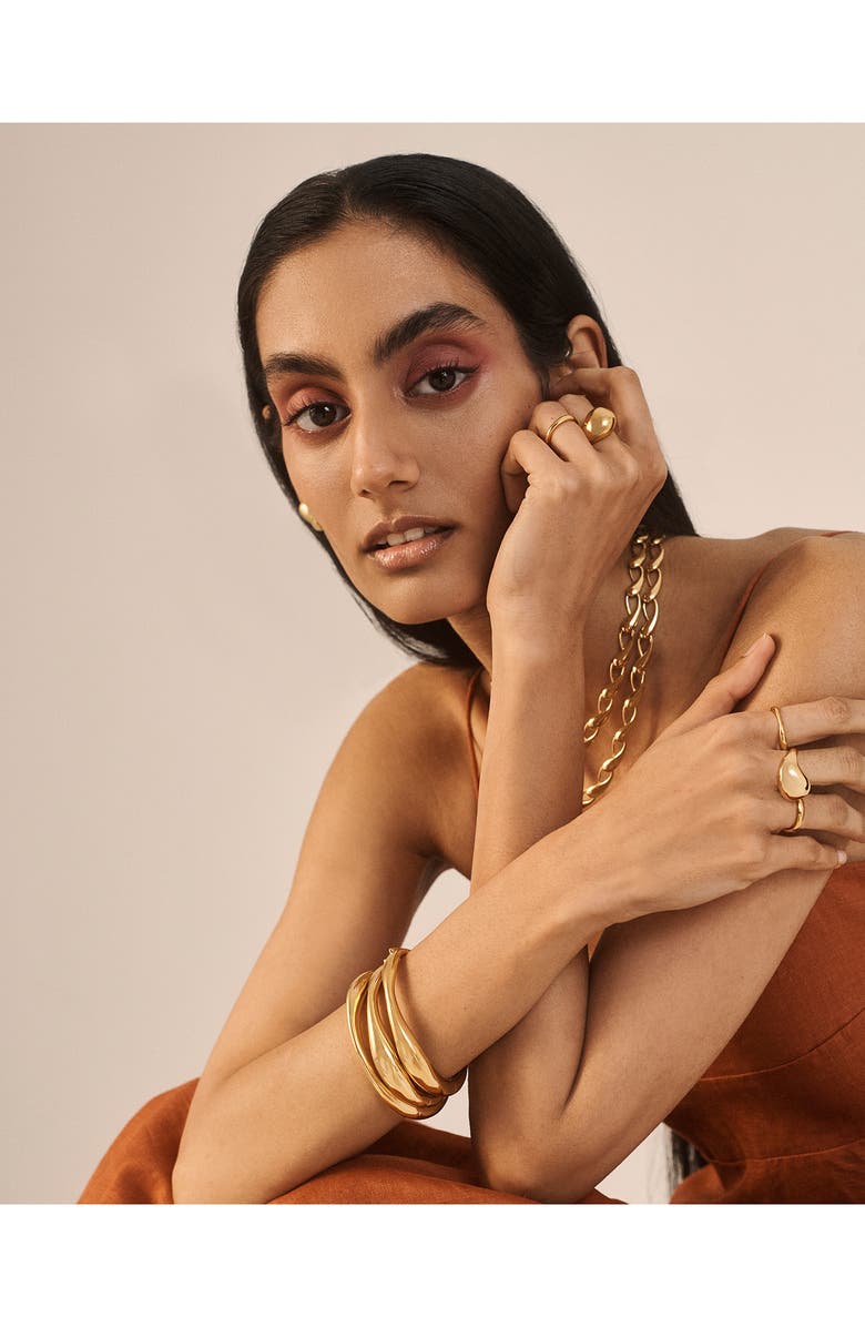 Monica Vinader Nura Reef Thin Bangle, Alternate, color, 18Ct Gold Vermeil/ Ster Silver