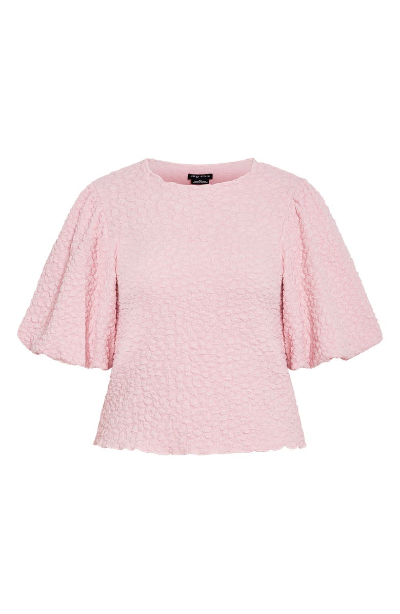 City Chic Chrissie Balloon Sleeve Textured Top, Alternate, color, Pout