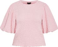 City Chic Chrissie Balloon Sleeve Textured Top