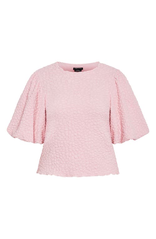City Chic Chrissie Balloon Sleeve Textured Top In Pout