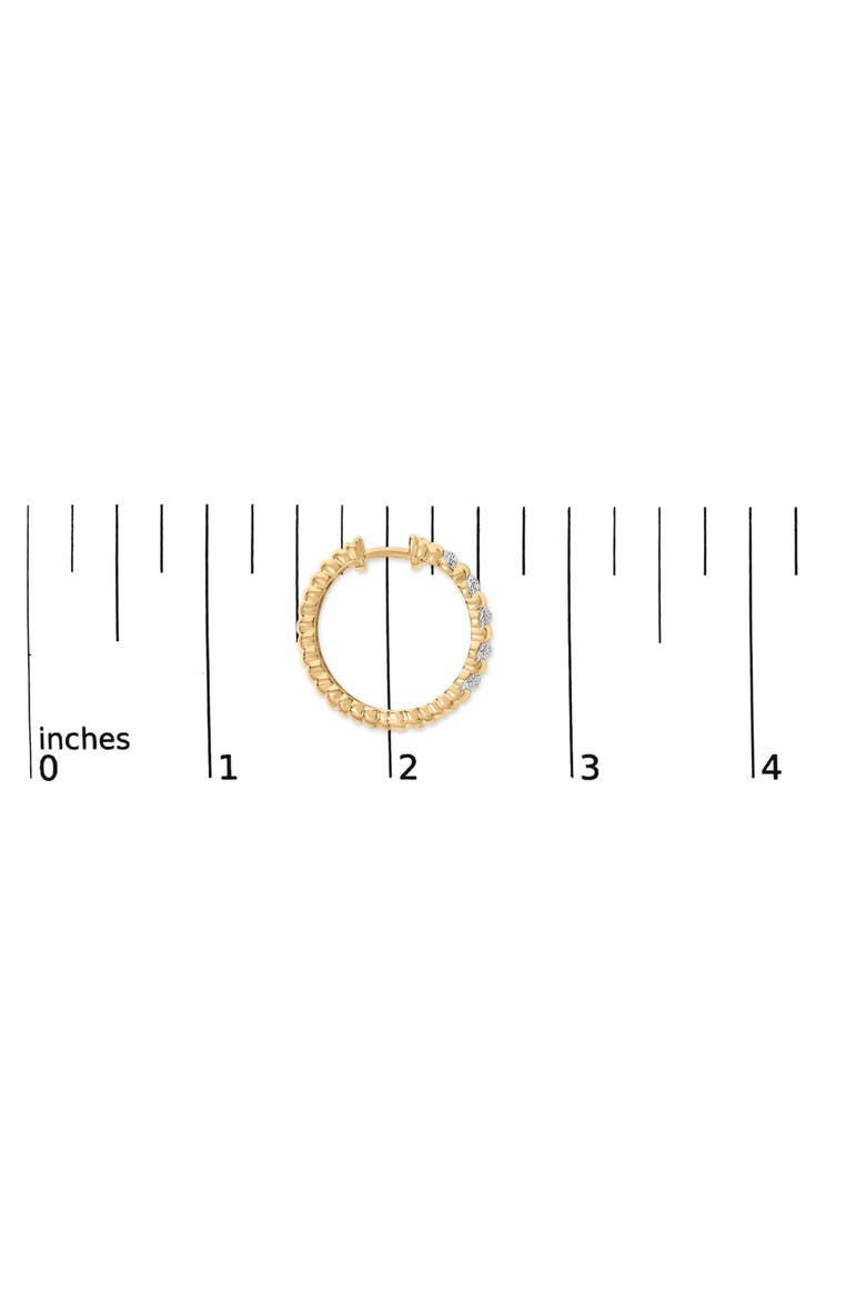 Gold Vermeil 1/10 Cttw Diamond Ribbed Design Hoop Earrings, Alternate, color, Silver