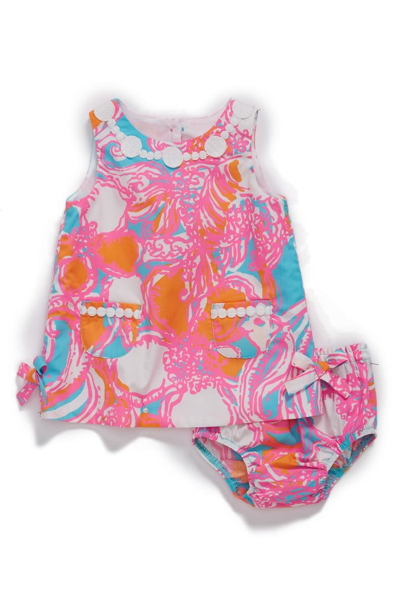 Lilly Pulitzer<sup>®</sup> 'Baby Lilly' Cotton Shift Dress & Bloomers, Main, color, 