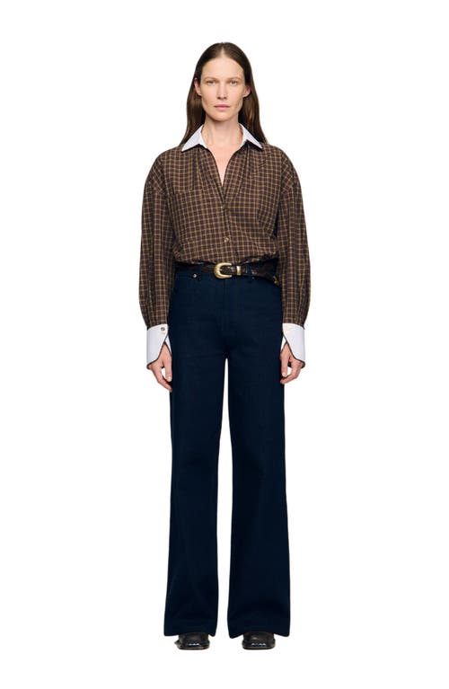 Sandro Wide-leg Raw Jeans In Blue