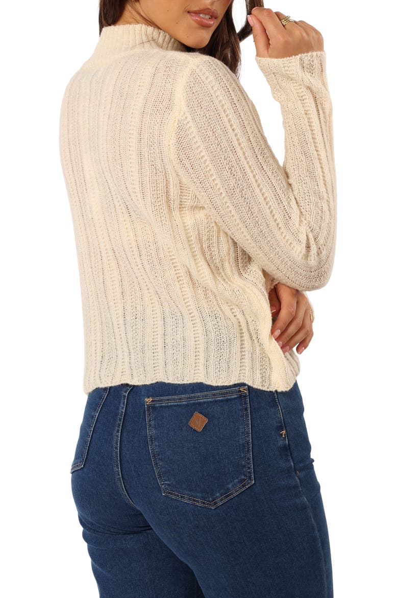 Wynford Scallop Mock Neck Sweater, Alternate, color, CREAM