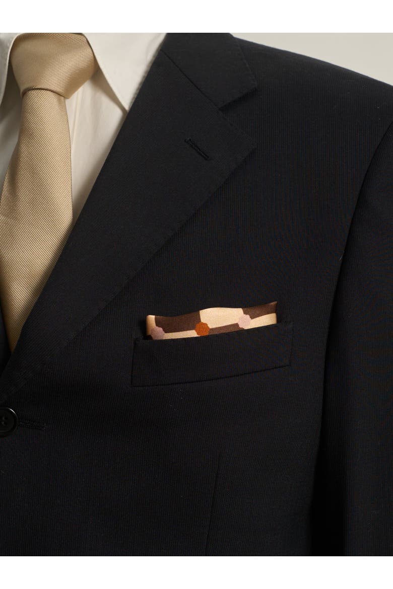 Checkerboard Pocket Square, Alternate, color, Coffee