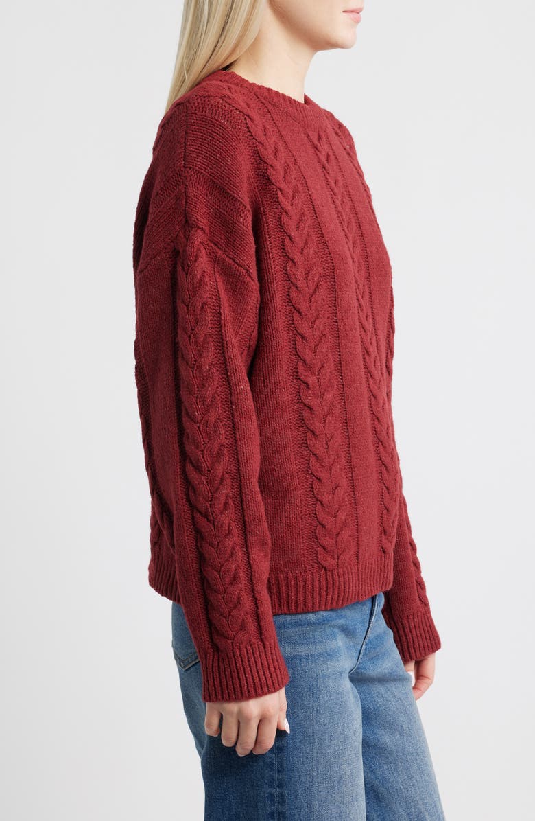 Topshop Oversize Cable Sweater, Alternate, color, Stone