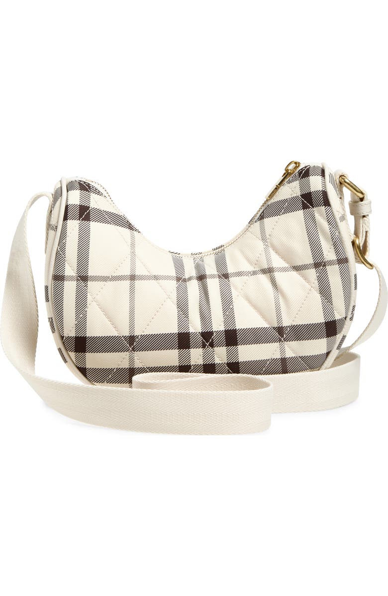 Burberry Horseshoe Check Quilted Twill Crossbody Bag, Alternate, color, Light Beige