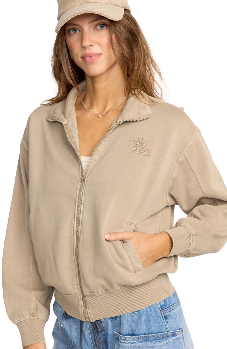 Billabong Sun Lit Fleece Zip Jacket, Alternate, color, Cobblestone