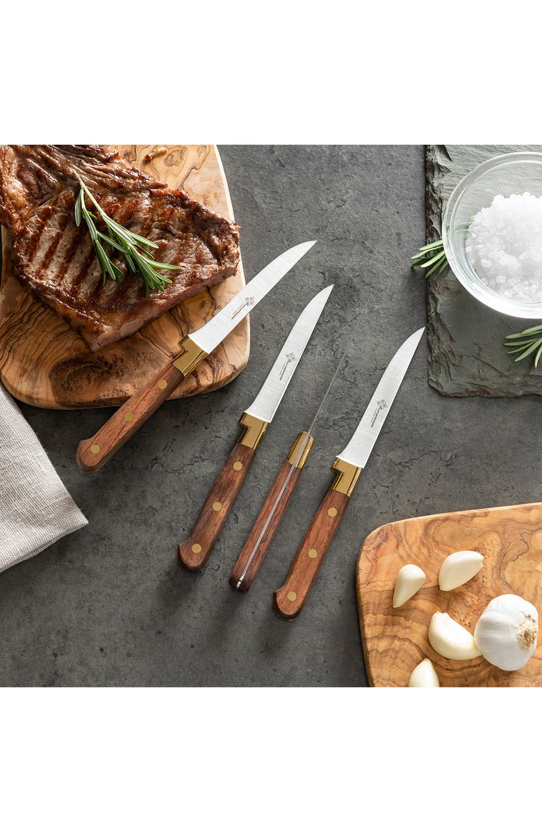 FRENCH HOME Au Nain Prince Gastronome Steak Knives - Set of 4, Alternate, color, Wood And Gold Brass