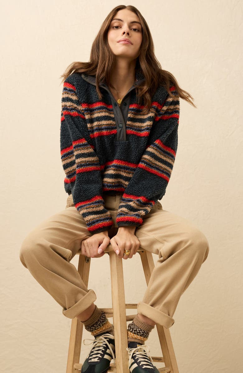 Faherty Fireside Fleece Pullover Top, Alternate, color, Fireside Stripe