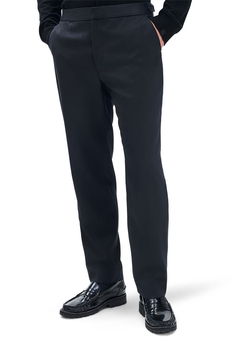 Evan Side Stripe Wool Pants, Main, color, BLACK