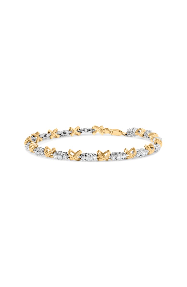 Haus of Brilliance 10K Two-Tone Gold 1.00 Cttw Diamond X-Link Link Bracelet, Main, color, Yellow Gold