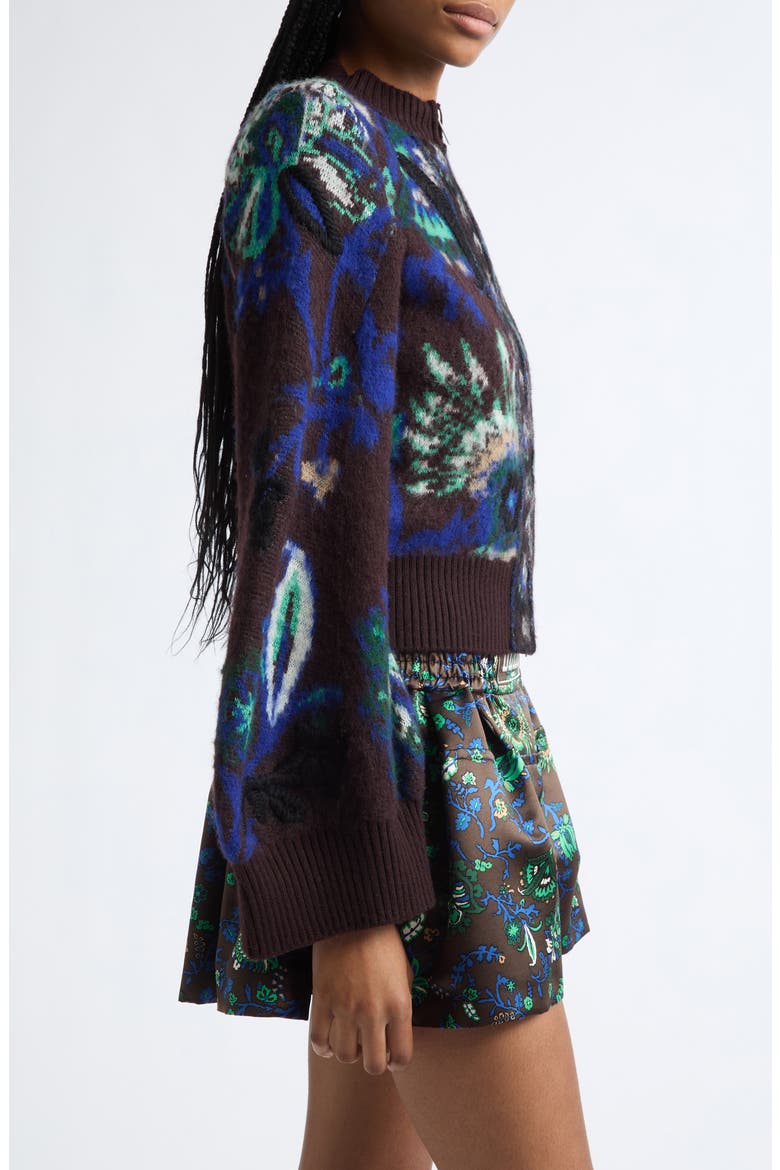 Floral Print Satin Shorts, Alternate, color, BROWN