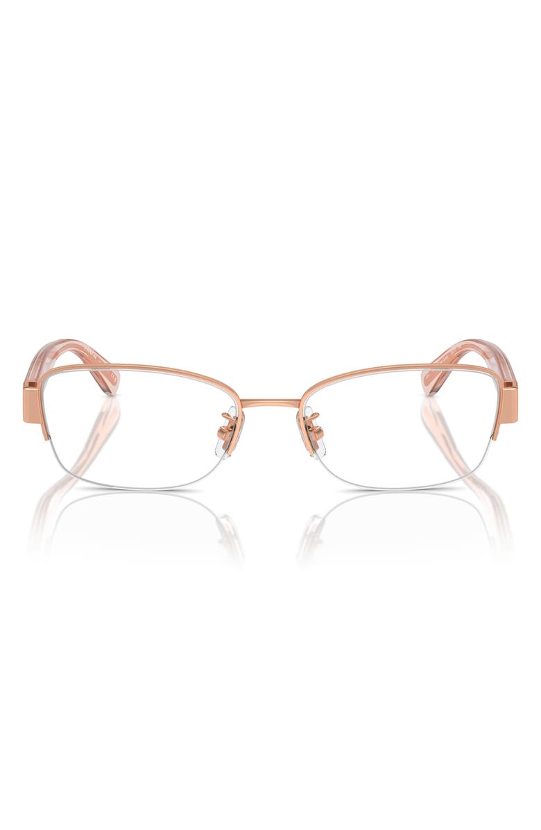 COACH 53mm Rectangular Optical Glasses, Main, color, Shiny Rose Gold / Demo Lens