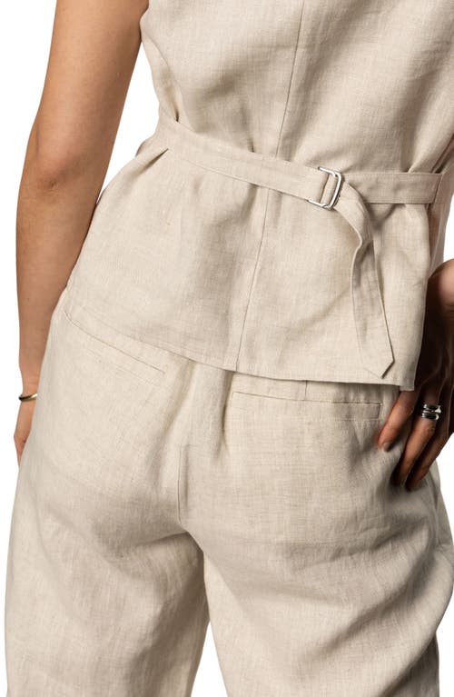 Sanctuary Womens Outsmart Linen Square Neck Vest Hopper Linen Straight Leg Pants