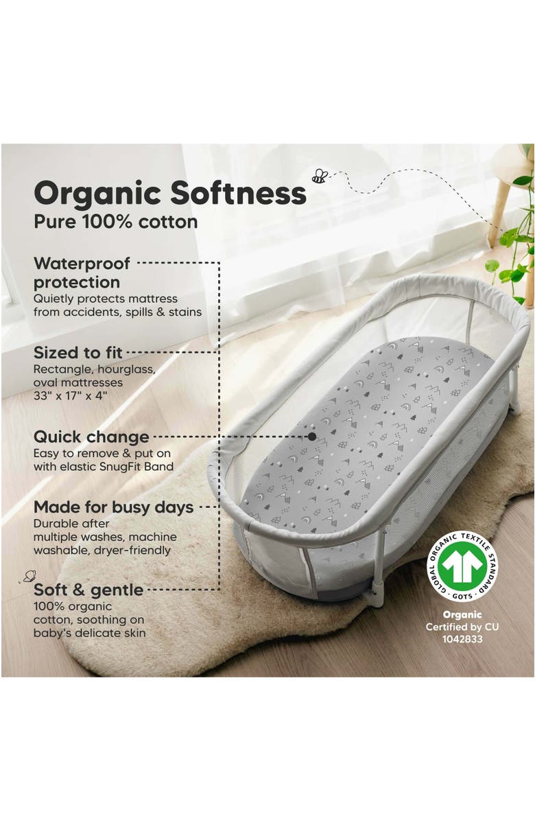 KeaBabies 2-Pack Soothe [Protect+] Waterproof Bassinet Sheets, Alternate, color, Woodland