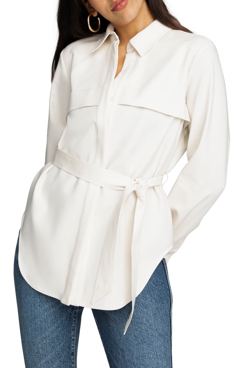 Safari Tie Waist Tunic Shirt, Main, color, BONE001