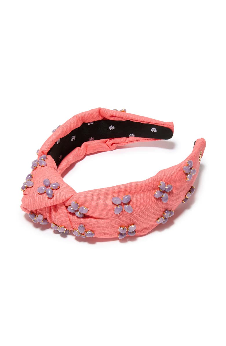Lele Sadoughi Knotted Embellished Stone Headband, Main, color, Pink