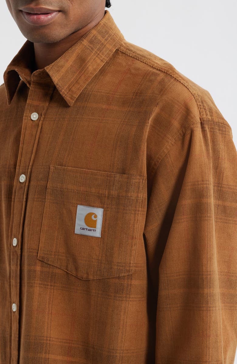 Carhartt Work In Progress Wilber Check Corduroy Button-Up Shirt, Alternate, color, Wilber Check, Hamilton Brown