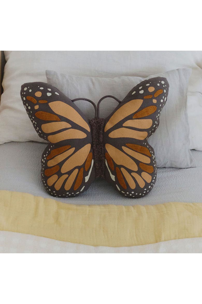 Cushion Butterfly, Alternate, color, Dark Grey, Natural, Terracotta