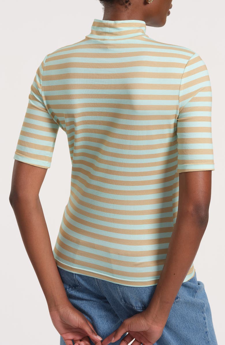 Isaac Mizrahi New York Print Mock Neck Top, Alternate, color, 