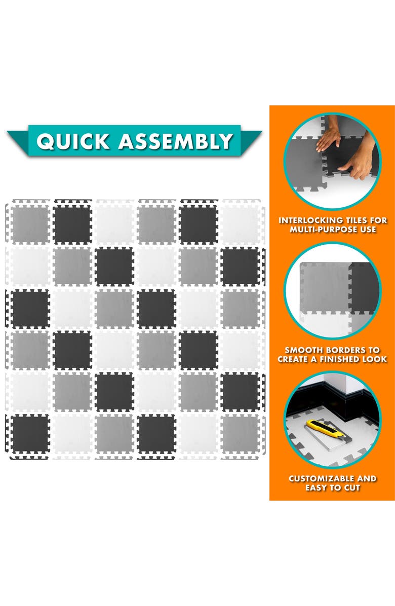 ProsourceFit Kids Solid Floor Play Mat, Alternate, color, Black-Gray-White