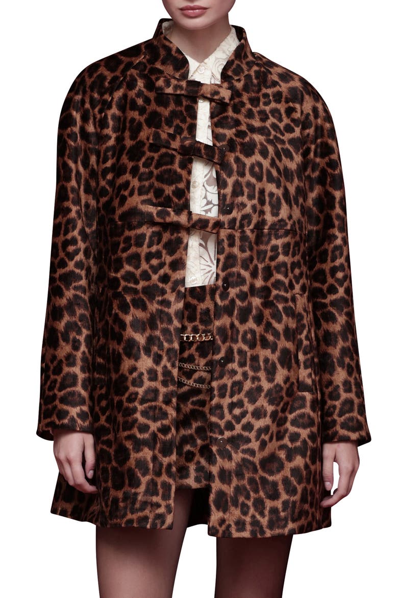 Leopard Print A-Line Jacket, Main, color, LEOPARD