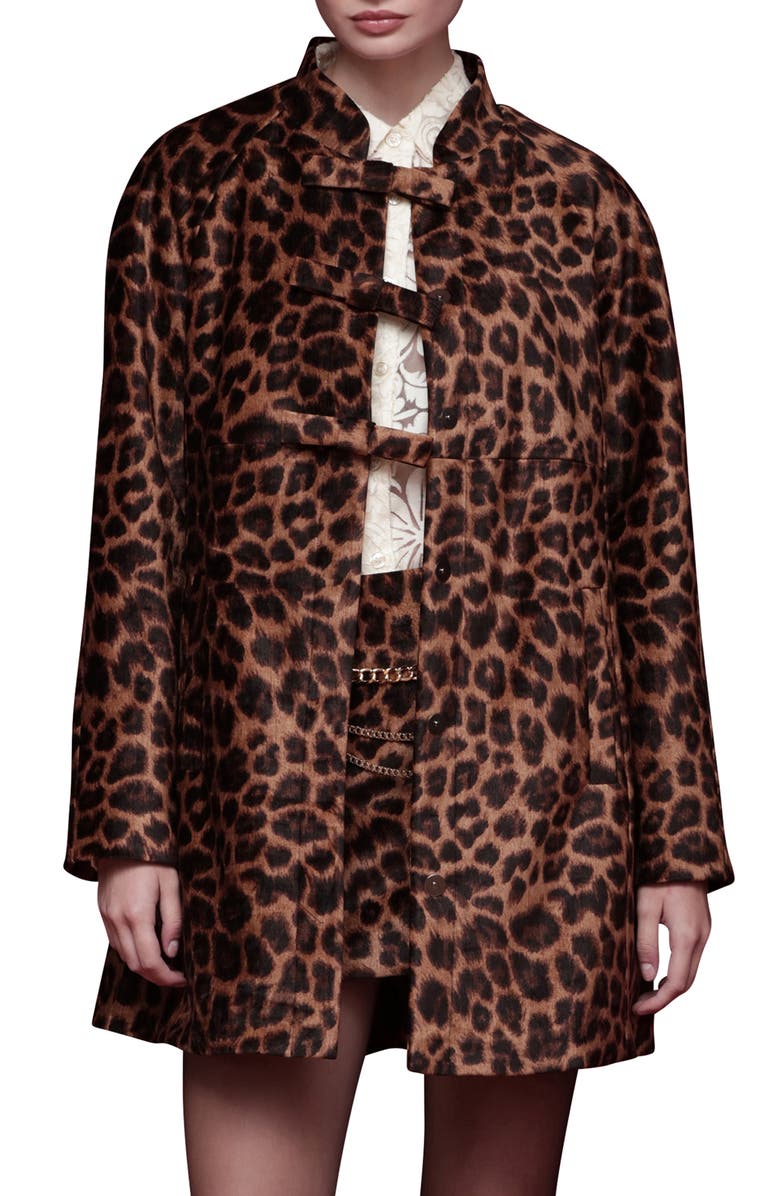 Avec Les Filles Leopard Print A-Line Jacket, Alternate, color, Leopard
