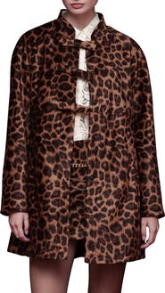 Avec Les Filles Leopard Print A-Line Jacket
