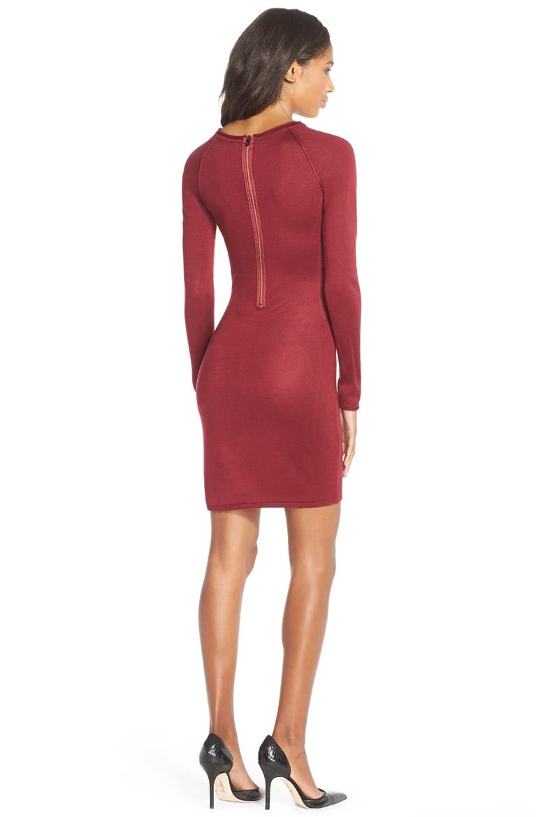 Raglan Sleeve Body-Con Sweater Dress, Alternate, color, BORDEAUX