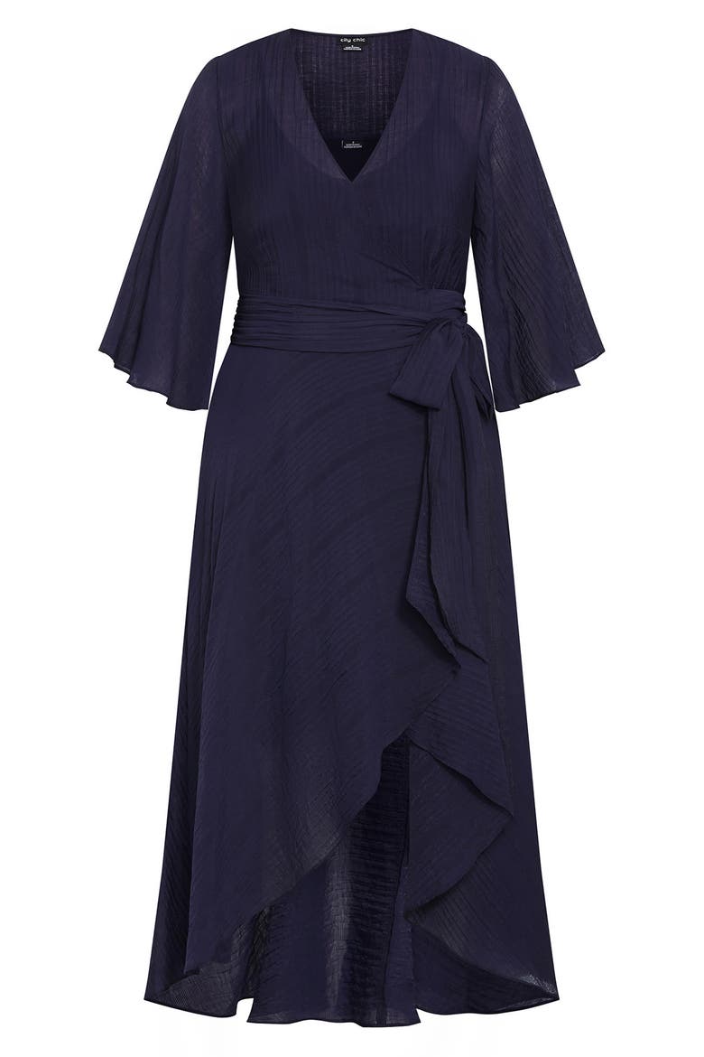 The Kira High-Low Ruffle Wrap Maxi Dress, Alternate, color, NAVY