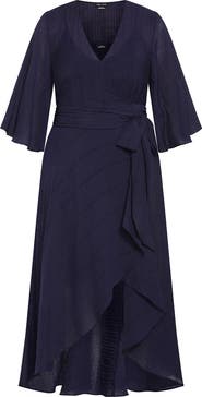 City Chic The Kira High-Low Ruffle Wrap Maxi Dress