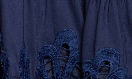 Ramy Brook Ingrid Mixed Media Sleeveless Minidress In Spring Navy Eyelet