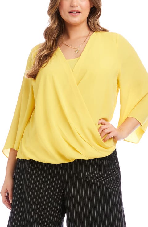 Drape Crossover Crepe Top (Plus)