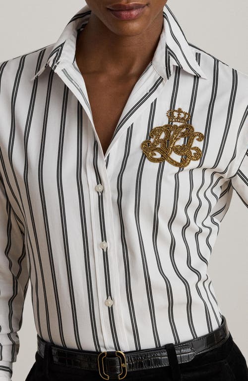 Ralph Lauren Relaxed Fit Striped Cotton Shirt In White