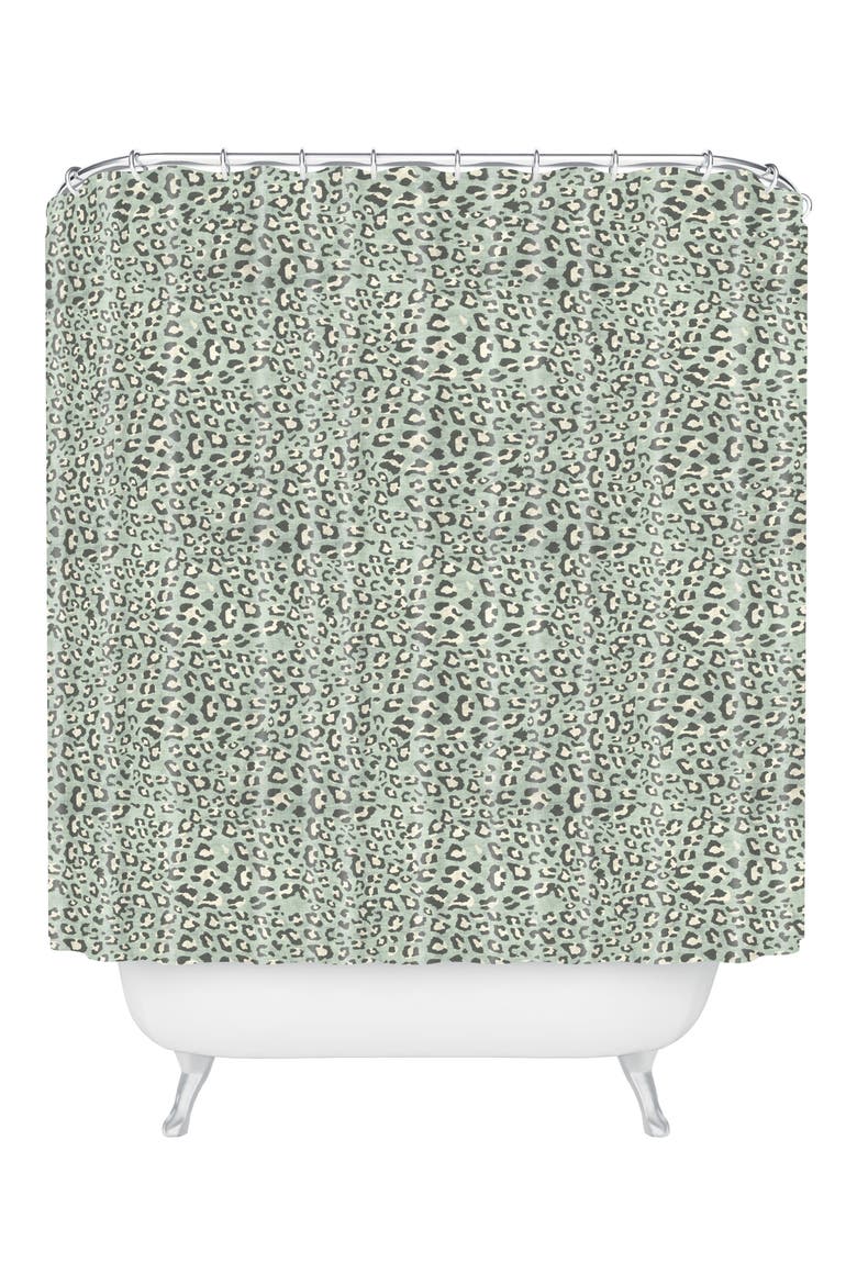Dec Leo Shower Curtain, Main, color, GREEN/ BLACK