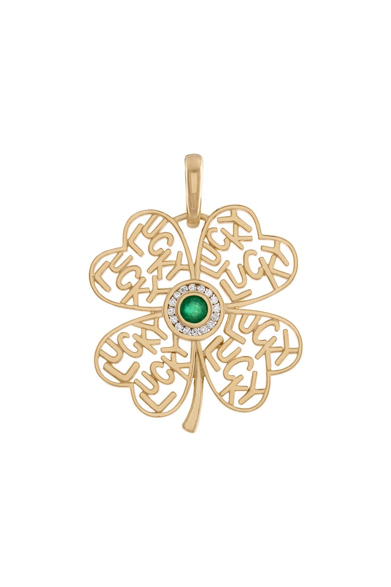 I Feel Lucky Pendant, Main, color, EMERALD/WHITE DIAMOND
