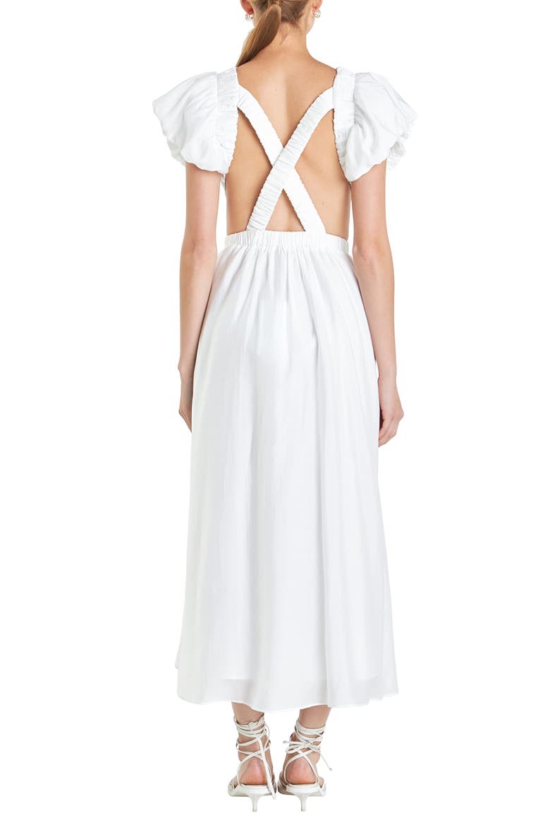Cutout Puff Sleeve Maxi Sundress, Alternate, color, WHITE
