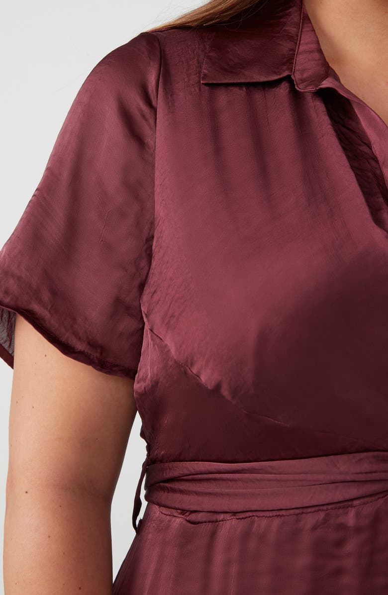 Estelle Oasis Tie Back Satin Midi Dress, Alternate, color, Garnet