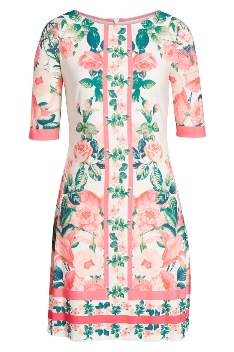 Border Print Sheath Dress, Alternate, color, MULTI