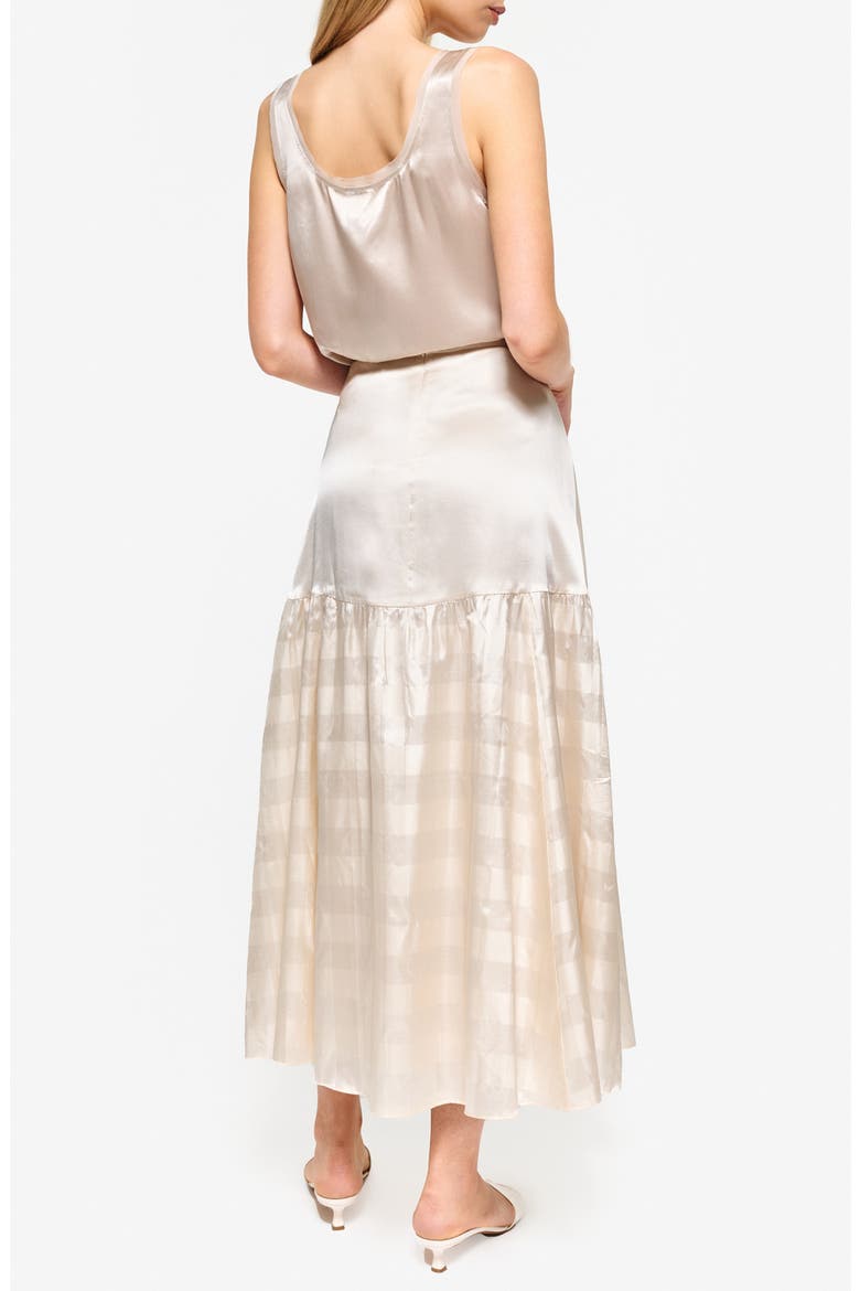 Nilou Chiffon Trim Silk Tank Top, Alternate, color, OAT