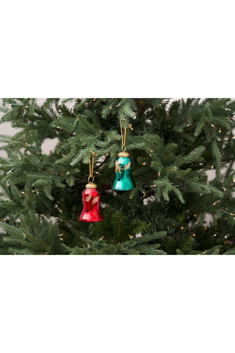 Glass Christmas Bell Christmas Tree Ornament Set  of 2, Alternate, color, Green