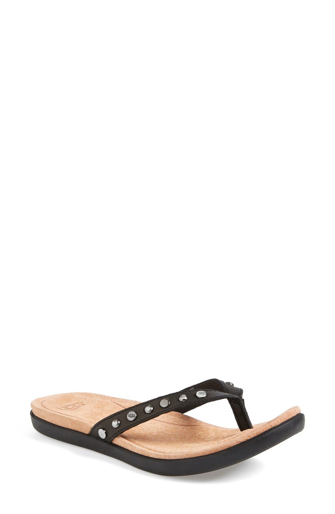 Australia 'Lyndi' Flip Flop, Main, color, BLACK