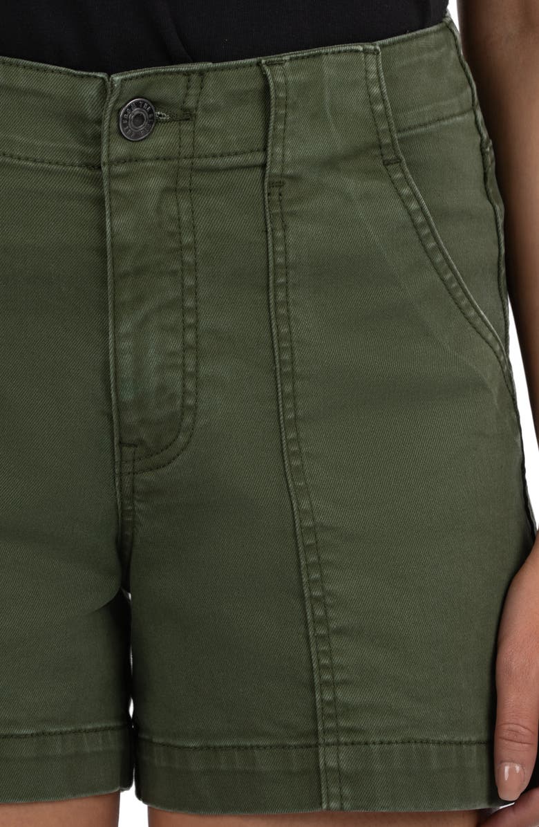 KUT from the Kloth Jane High Waist Denim Shorts, Alternate, color, Olive