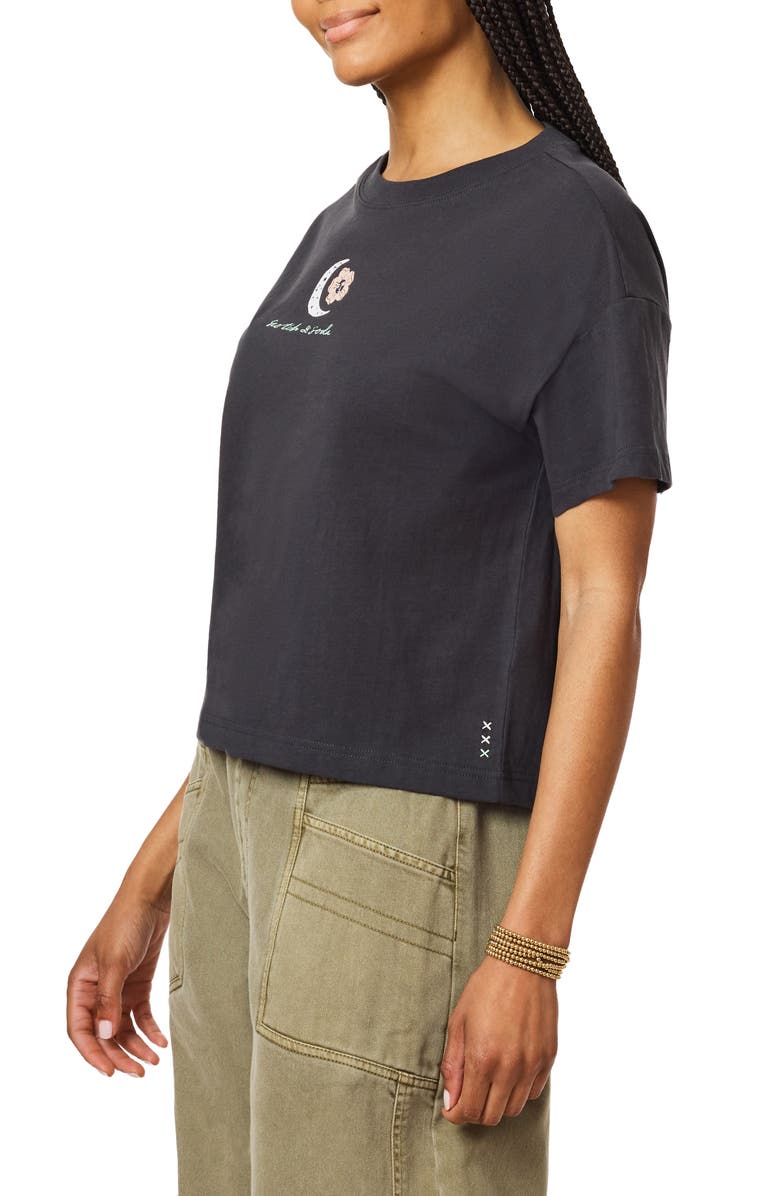 Scotch & Soda Dyed Boxy Crop Graphic T-Shirt, Alternate, color, Black Sand Pigment