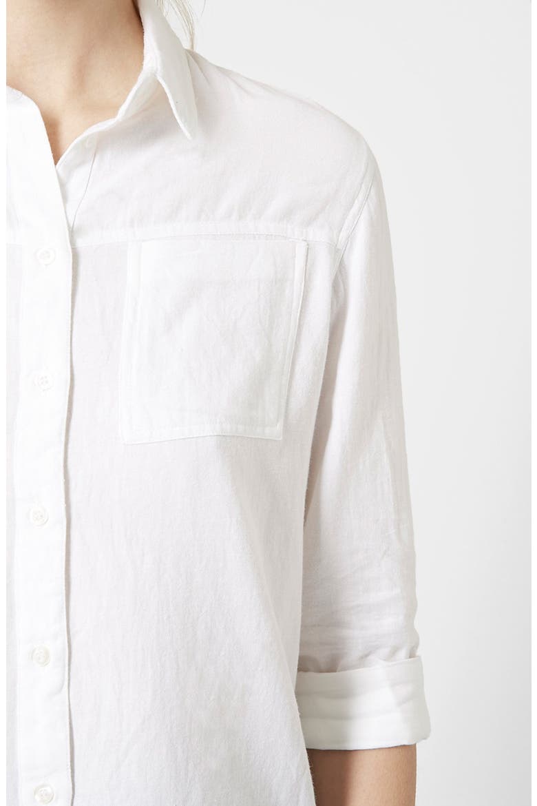 Button Front Chambray Shirt, Alternate, color, WHITE